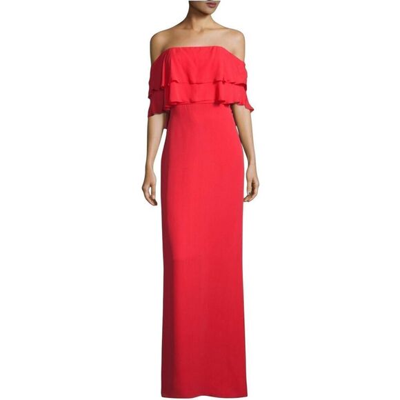 Parker Black Dress Size 2 Helen Silk Red Gown Long Flowy Prom - Picture 1 of 6